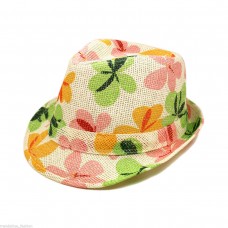 Premium Flower Floral Print Fedora Straw Hat with Matching Band  eb-96134743